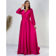 Dámské dlouhé společenské šaty s dlouhým rukávem Vanes - růžové