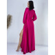 Dámské dlouhé společenské šaty s dlouhým rukávem Vanes - růžové