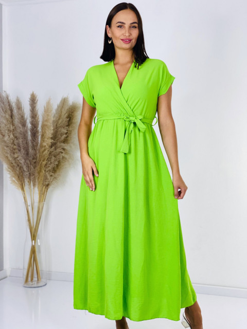 Dámské zelené midi šaty s páskem