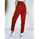 Dámské červené elegantní kalhoty s vysokým pasem a páskem LIA