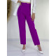 Dámské fialové elegantní kalhoty s vysokým pasem a páskem LIA