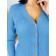 Dámské svetříkové šaty s knoflíčky - modré