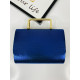 Dámská modrá společenská kabelka s kovovou rukojetí