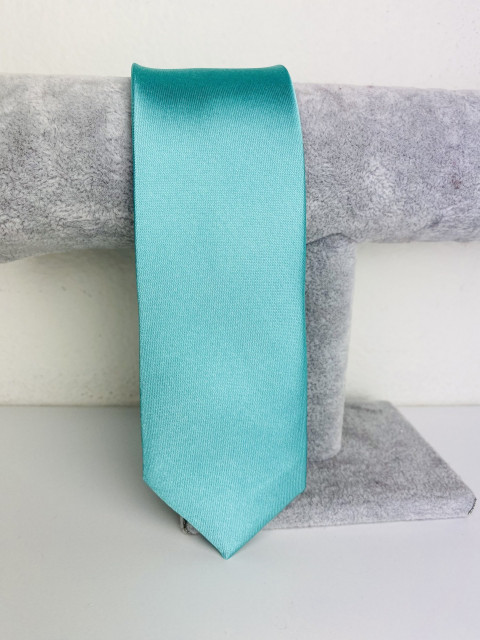 Pánská zeleně-tyrkysová saténová úzká kravata
