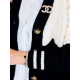 Dámský oversize svetřík/kabátek na knoflíky s kapsami - černý