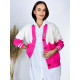 Dámský oversize svetřík/kabátek na knoflíky s kapsami - růžový