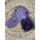 Dámské fialové rukavice s pravou kožešinou