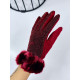 Dámské třpytivé rukavice s kožešinou - červené