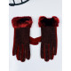 Dámské třpytivé rukavice s kožešinou - červené