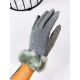 Dámské třpytivé rukavice s kožešinou - šedé