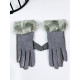 Dámské třpytivé rukavice s kožešinou - šedé