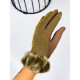 Dámské třpytivé rukavice s kožešinou - zlaté