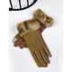 Dámské třpytivé rukavice s kožešinou - zlaté