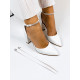 Dámské bílé matné sandály na tlustém podpatku as vyměnitelnými ramínky