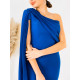 Dámské elastické společenské šaty s řasením - modré