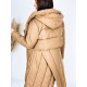 Dámská zimní dlouhá prošívaná bunda s kapucí - hnědá
