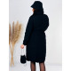Dámská černá prošívaná zimní bunda s páskem + klobouk + kabelka