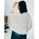 Dámský pletený oversize svetr se širokými rukávy - béžový