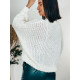 Dámský pletený oversize svetr se širokými rukávy - bílý