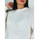 Dámský pletený oversize svetr se širokými rukávy - bílý