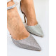 Dámské stříbrné exkluzivní sandály s kamínky