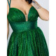 Dámské dlouhé luxusní třpytivé společenské šaty s vázačkou - zelené