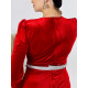 Dámské červené sametové společenské šaty s páskem pro moletky