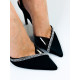 Exkluzivní dámské sandály s ozdobnými kamínky LUSY - černé