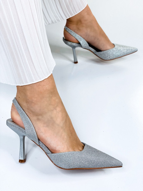 Exkluzivní dámské stříbrné třpytivé sandály