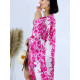 Dámské dlouhé exkluzivní kimono/šaty s knoflíčky - růžové - KAZOVÉ