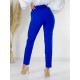 Dámské elegantní kalhoty s vysokým pasem a knoflíčky - modré - KAZOVÉ