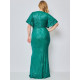 Dámské luxusní dlouhé společenské šaty s flitry - zelené