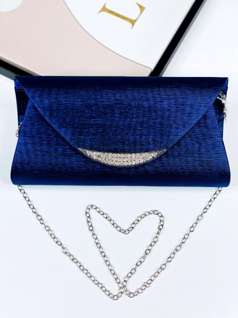 Dámská modrá společenská kabelka s kamínky