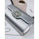 Dámská stříbrná společenská kabelka s brož