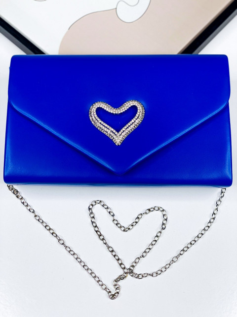 Dámská modrá společenská kabelka s kamínky LOVE