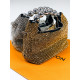 Luxusní dámská společenská kabelka s kamínky a řemínkem - zlatá