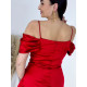 Dámské krátké saténové společenské šaty s nabíráním pro moletky - červené