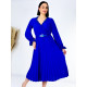 Dámské midi společenské šaty s krajkou a plisovanou sukní - modré