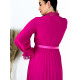 Dámské midi společenské šaty s krajkou a plisovanou sukní - růžové