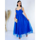 Dámské modré společenské šaty s tylovou sukní