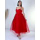 Dámské červené společenské šaty s tylovou sukní