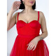 Dámské červené společenské šaty s tylovou sukní