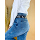 Dámské modré džíny s vysokým pasem a knoflíčky - SUGAR
