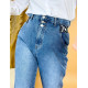 Dámské modré džíny s vysokým pasem a knoflíčky - SUGAR