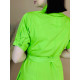 Dámské midi zelené košilové šaty s páskem