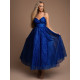 Dámské modré třpytivé midi šaty s velkou sukní