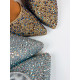 Dámské stříbrné třpytivé sandály s duhovými kamínky Shiny