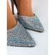 Dámské stříbrné třpytivé sandály s duhovými kamínky Shiny