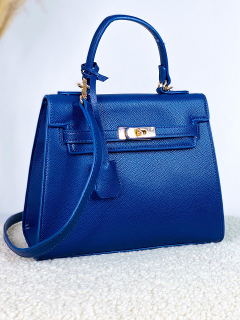 Dámská kufříková kabelka s řemínkem - tmavě modrá