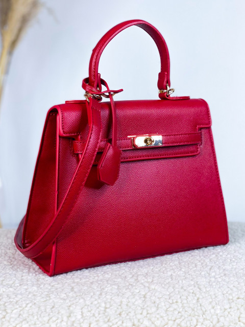 Dámská kufříková kabelka s řemínkem - červená